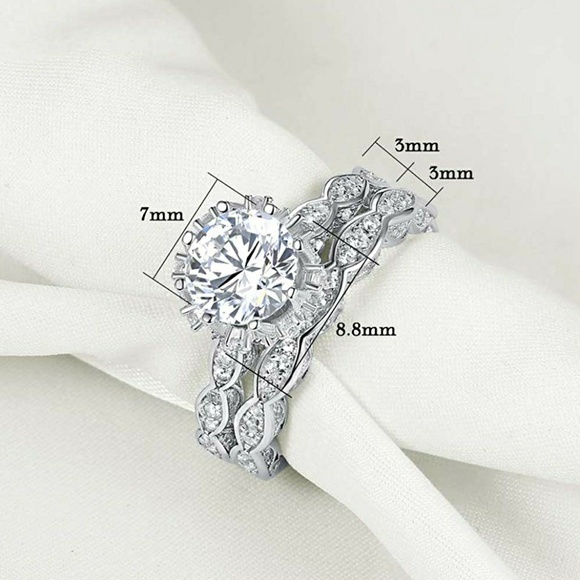 LAST ONE 8-Prong Sapphire Sterling Silver Ring Set - Picture 4 of 5